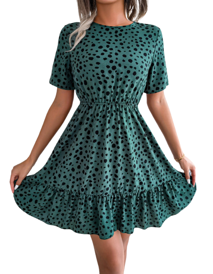 SHOPIQAT New Casual Polka Dot Waist Ruffled Dress - Premium from shopiqat - Just $7.250! Shop now at shopiqat